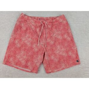 Johnnie-O Swim Shorts Men's XL 7" Flower Print Lined Elastic Waist Drawstring